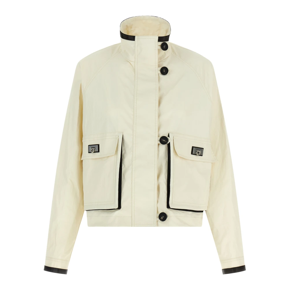 Ferragamo White Light Jackets, Female, Xs, Tech Linen Jacket
