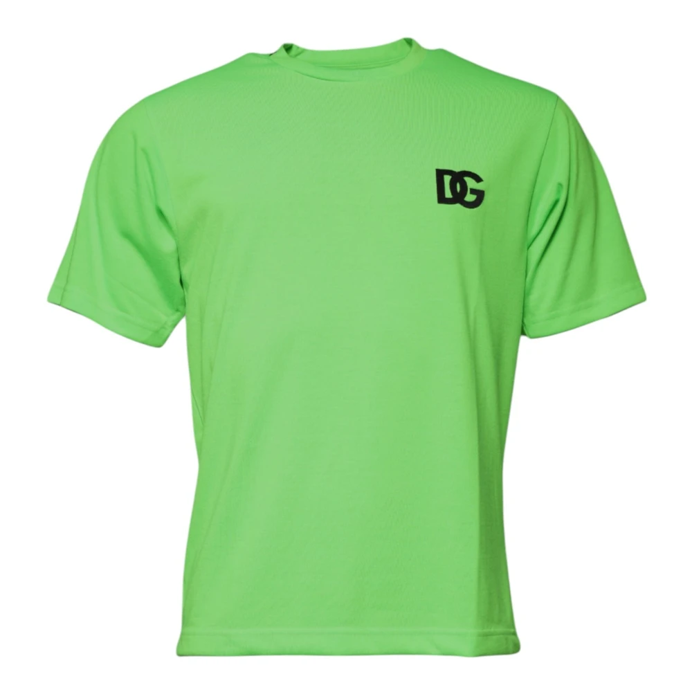 Dolce & Gabbana Men's Green T-Shirts, Xs, Logo Polyester T-Shirt