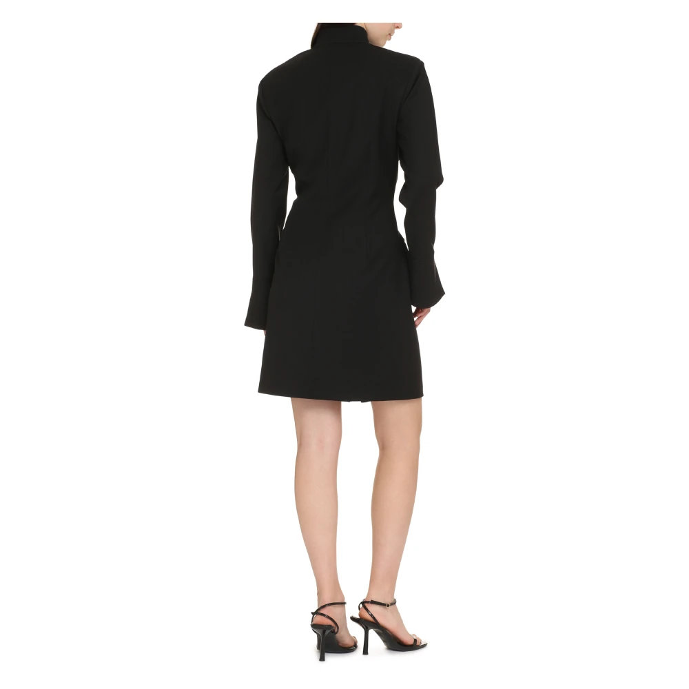 Genny Stijlvolle wollen jurk met zakken Black Dames