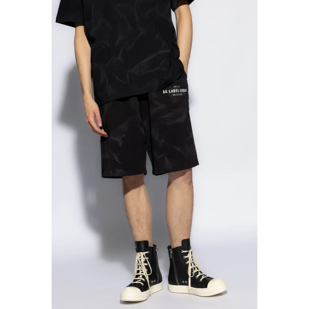 44 Label Group Cotton shorts with print Black Heren