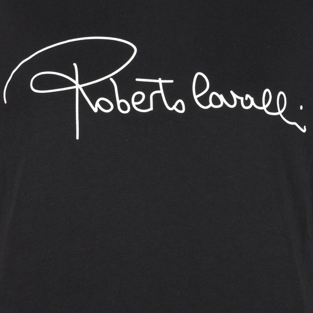 Roberto Cavalli T-shirt met opdruk en ronde hals Black Dames