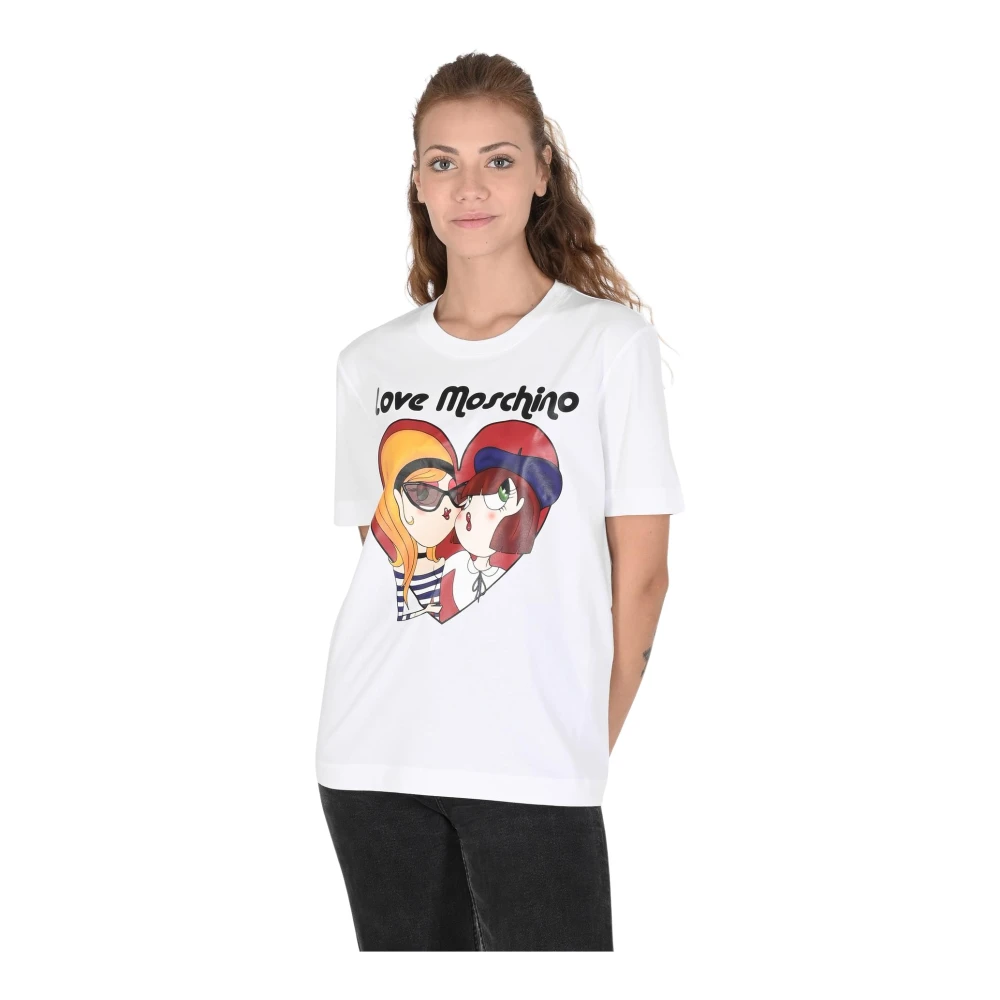 Love Moschino Wit Katoenen T-Shirt White Dames