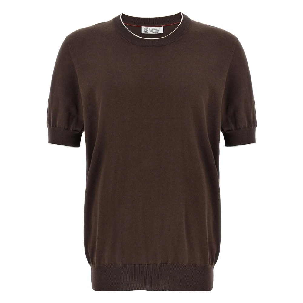 BRUNELLO CUCINELLI Bruin Katoen TEE Shirt Brown Heren