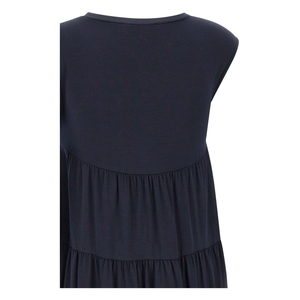 Kaos Blauwe Gerimpelde Mouwloze Dames Top Blue Dames