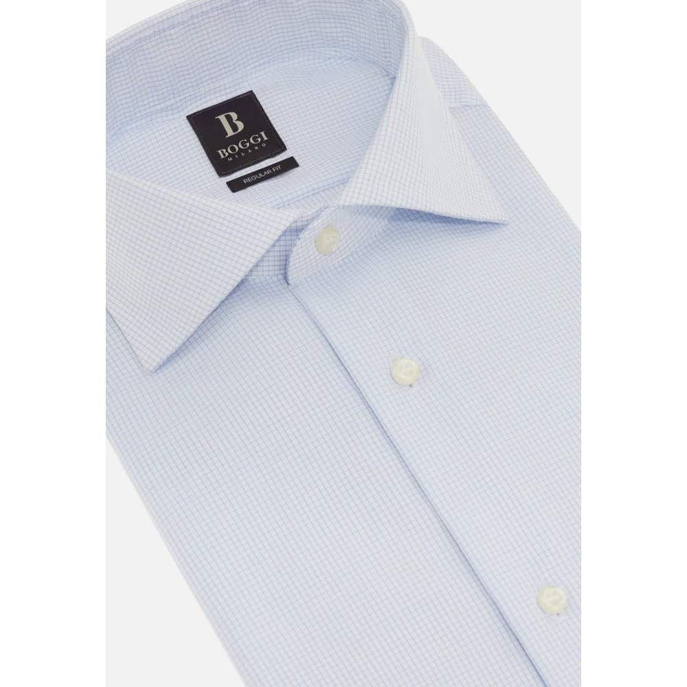 Boggi Milano Slim Fit Getailleerd Katoenen Overhemd Blue Heren