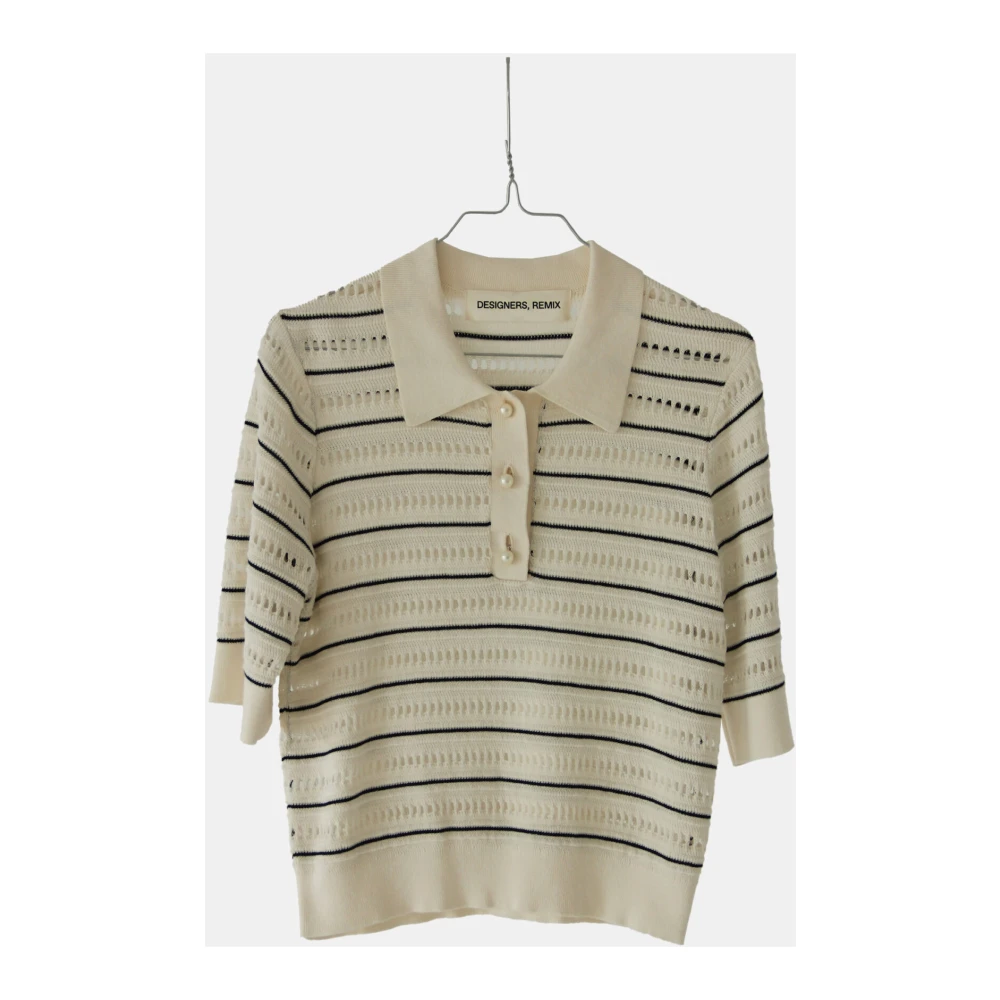 Designers Remix Taliana Gestreepte Polo Tee Beige Dames