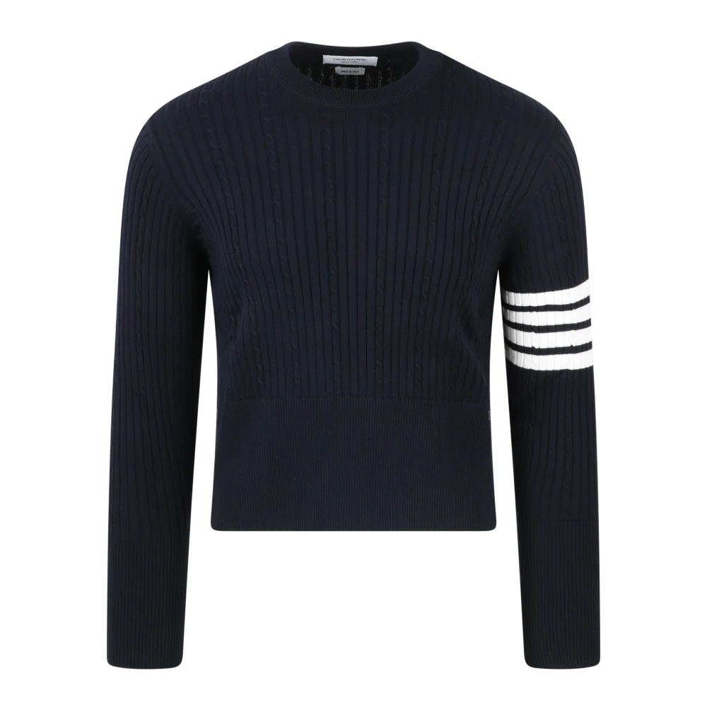 Thom Browne Navy Cable Rib Stitch Pullover Blue Heren