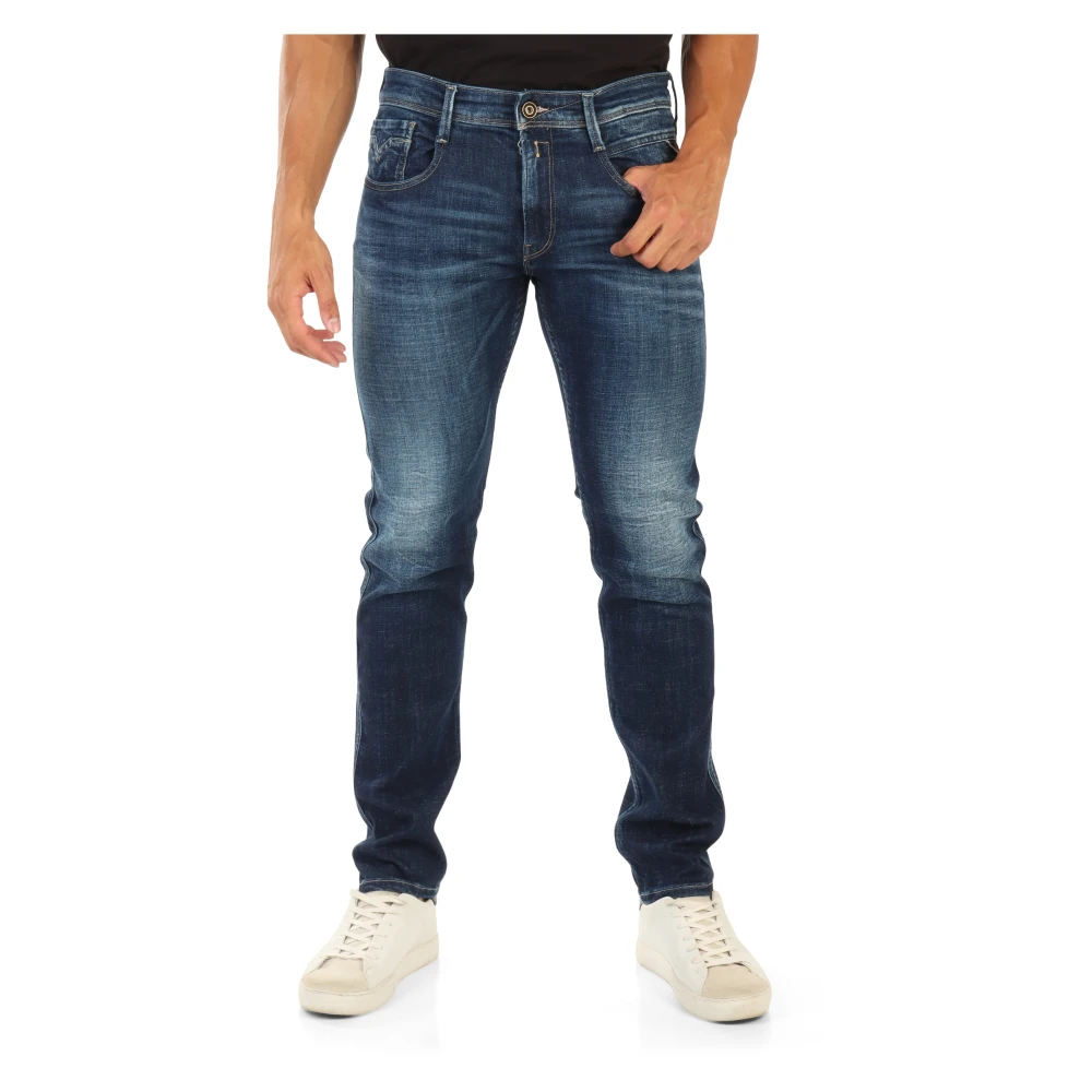 Replay Slim Fit Aged Eco Jeans Blue Heren