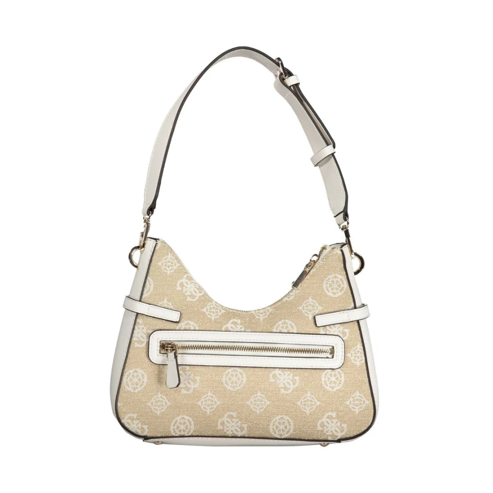Guess Witte Polyethyleen Handtas met Verstelbare Schouderband Beige Dames