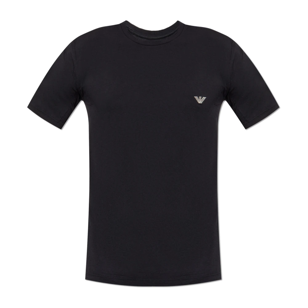 Emporio Armani Men's Black T-Shirts, L, Underwear T-Shirt With Embroidered Logo