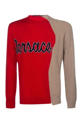Röd Stickad Pullover Tröja