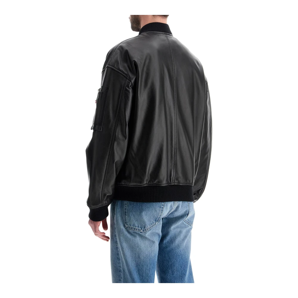 Dsquared2 Zwarte leren bomberjack Black Heren