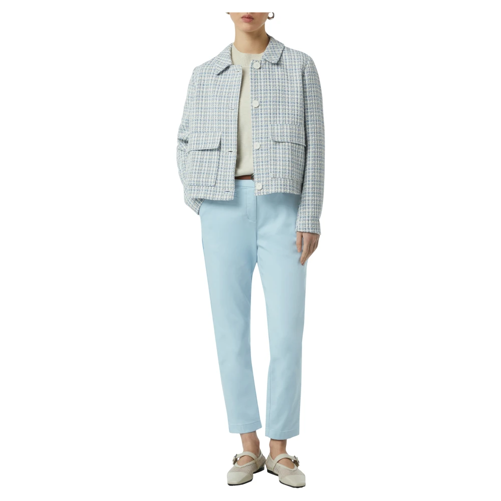 comma Slim Fit Enkel-Lengte Tapered Leg Broek Blue Dames