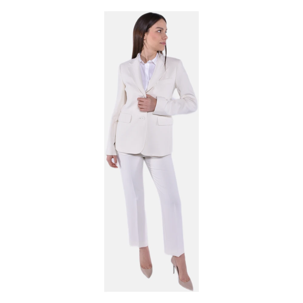 Max Mara Weekend Stretch Viscose Blazer met Klassieke Revers White Dames