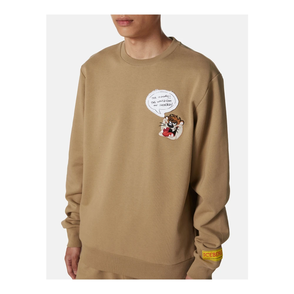 Iceberg Klassieke regular fit ronde hals moddergekleurde sweatshirt met Looney Tunes detail Green Heren