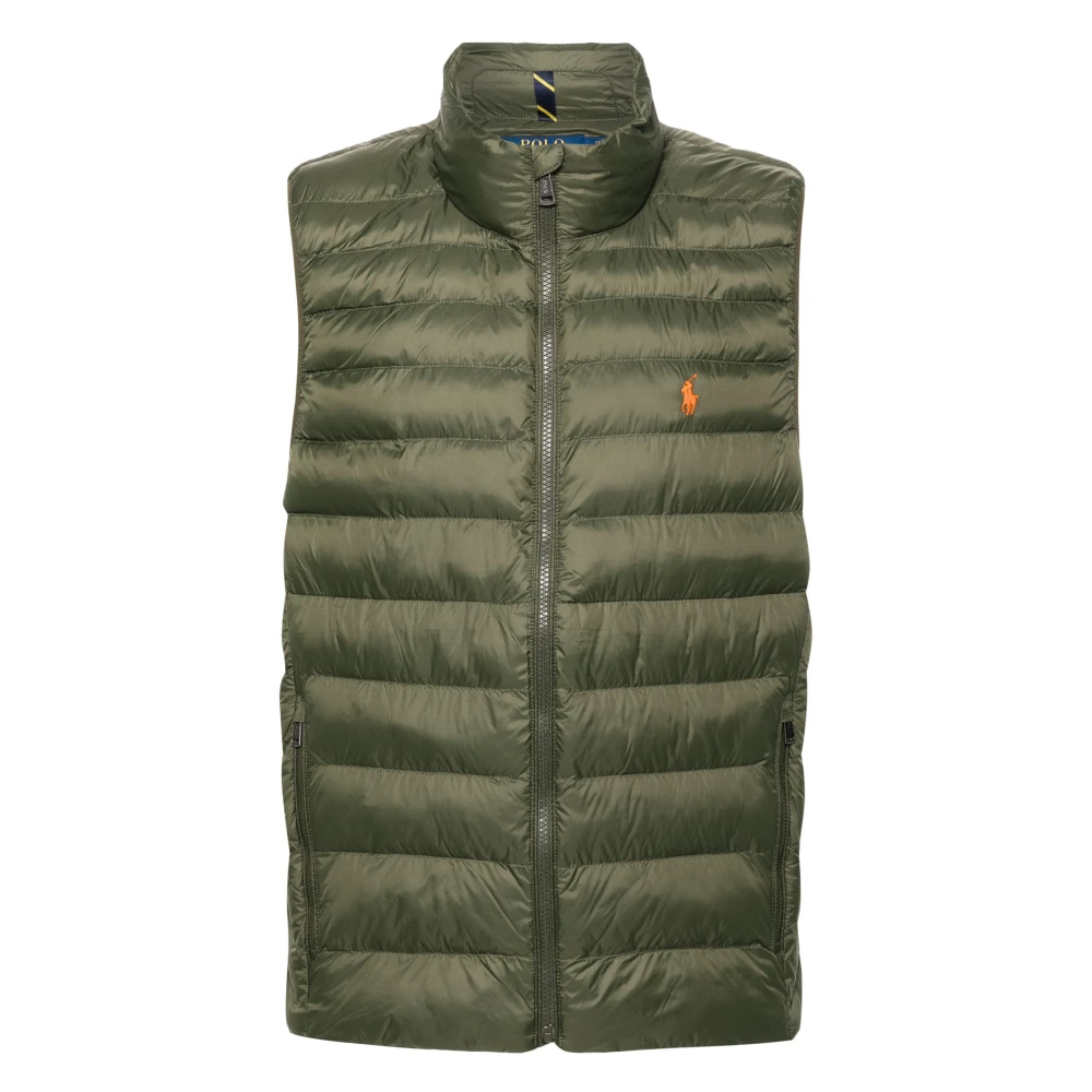 Ralph Lauren Quiltad Puffer Väst Hög Hals Design Green, Herr