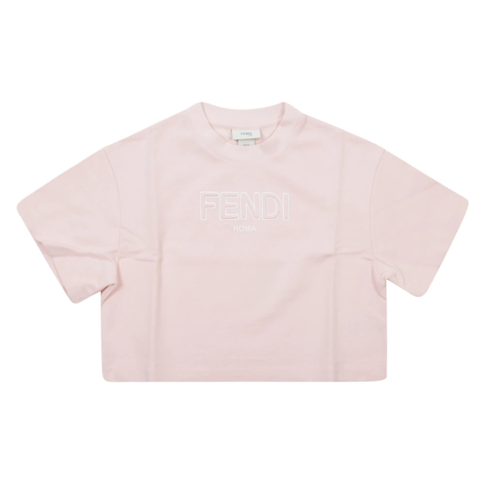 Fendi Girls Pink T-Shirt, Kids Short Sleeve T-Shirts, 12 Y, Kids