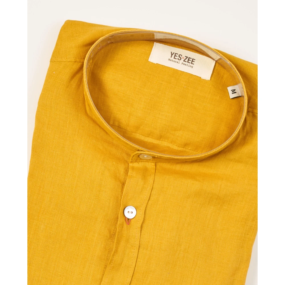 YES ZEE Gele Linnen Overhemd Lange Mouwen Yellow Heren