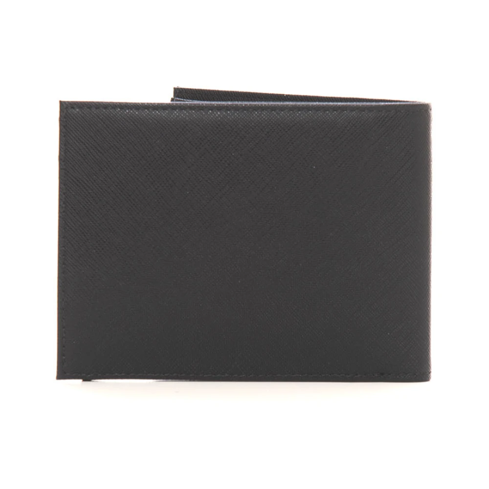 Emporio Armani Portemonnee met Metalen Logo en Saffiano Leer Black Heren