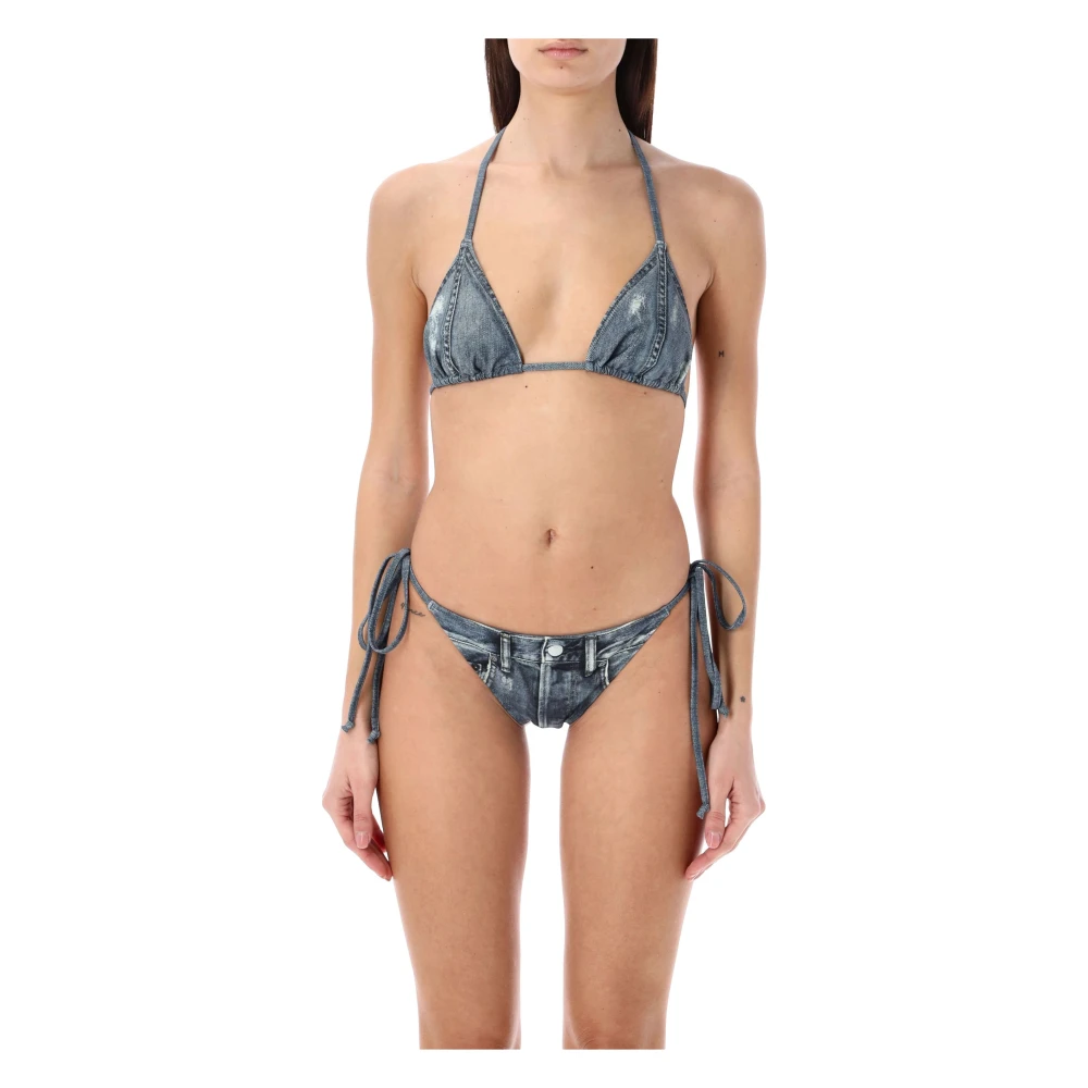 Acne Studios Blauw Denim Bedrukte Bikini Set Blue Dames