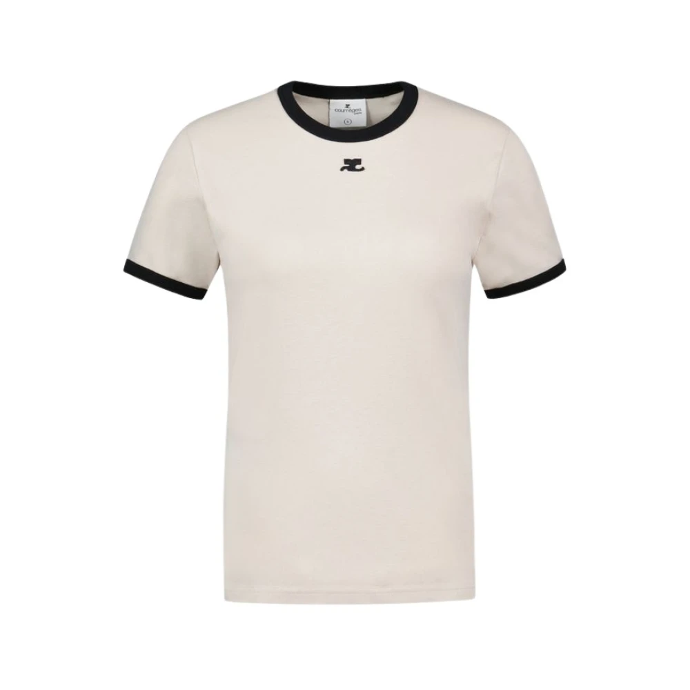 Courrèges Bumpy Contrast T-Shirt Zwart White Heren