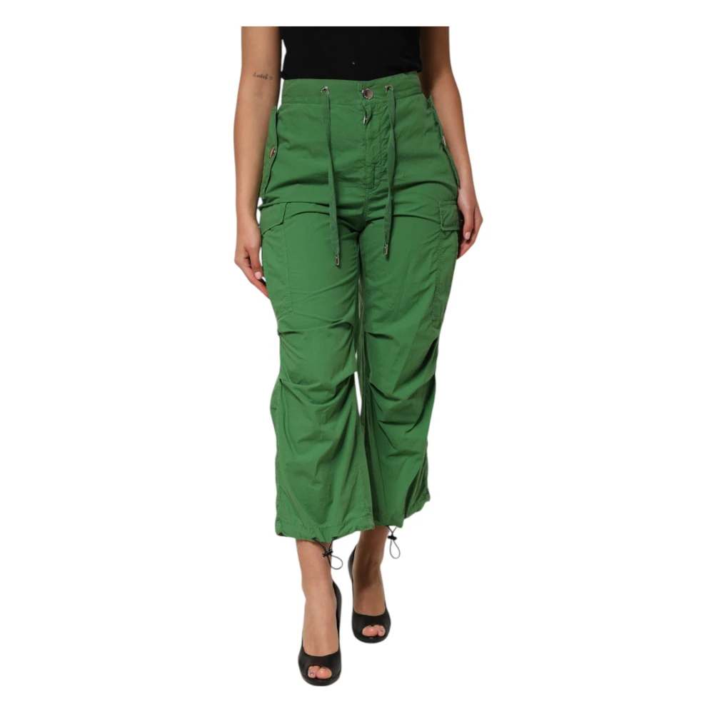 Dolce & Gabbana Women's Green High Waist Cargo Trouser Trousers - Cropped Trousers - Xs - Trousers