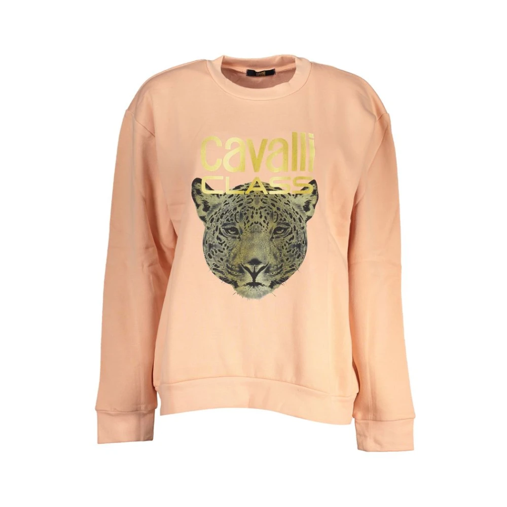 Cavalli Class Chique Roze Fleece Sweatshirt met Ronde Hals Pink Dames