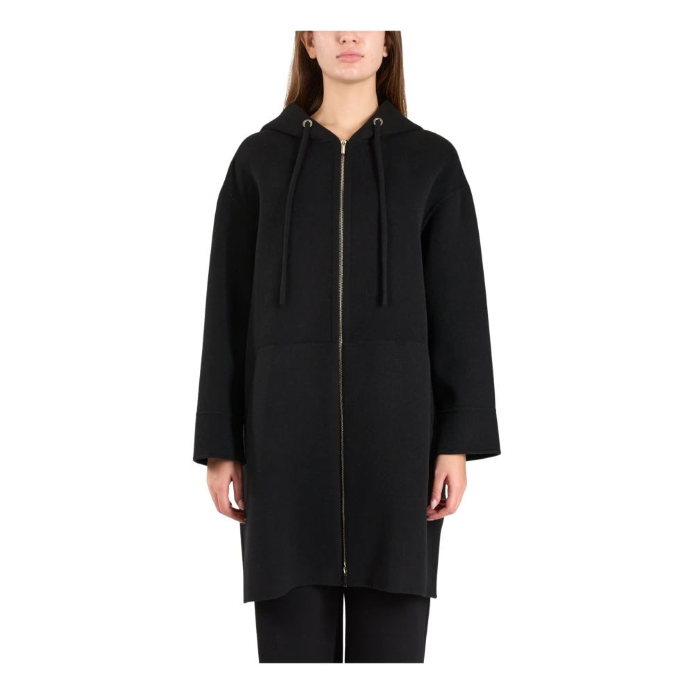 Max Mara Wollen jas met capuchon Velo-stijl Black Dames