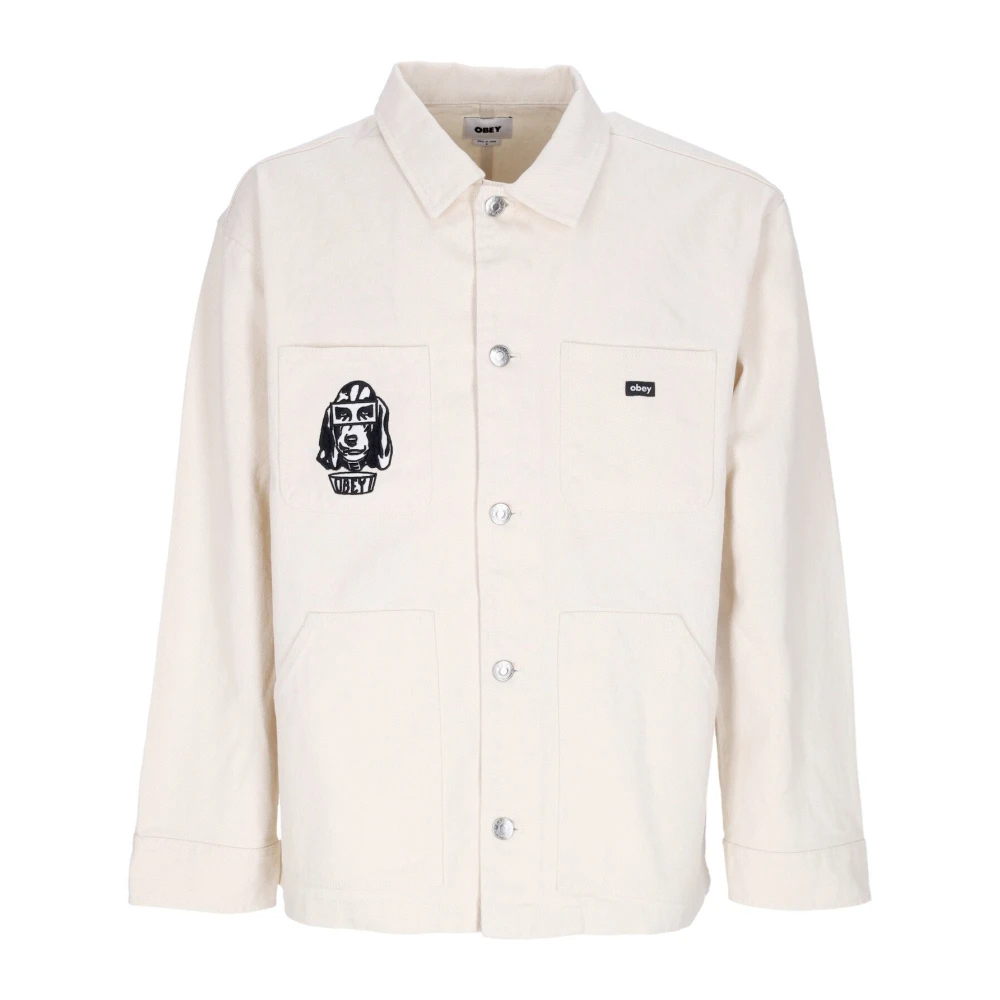 Obey Werkjas met Kraag en Knopen Beige Heren