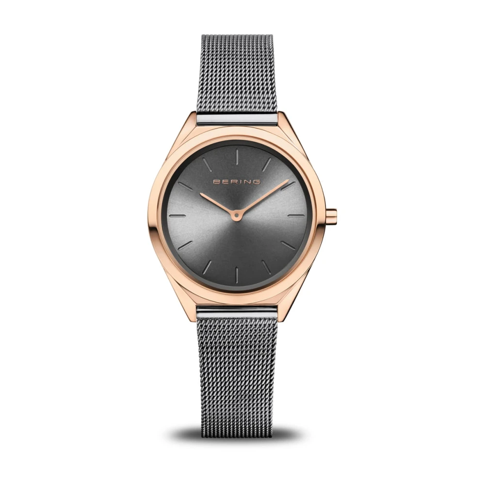 Bering Unisex Gray Watches, One Size, Watch Ultra Slim 31 Mm Mesh Bracelet 17031-369