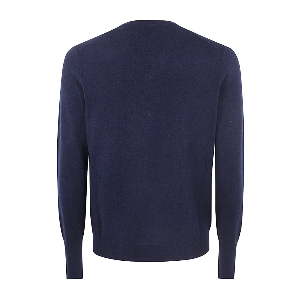 Ballantyne Navy V Neck Pullover Sweater Blue Heren