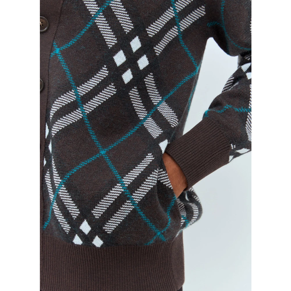 Burberry Geruite Wollen Vest Gray Heren