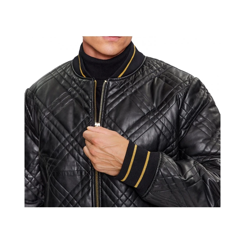 Versace Jeans Couture Tijdloos Zwart Leren Jas Black Heren