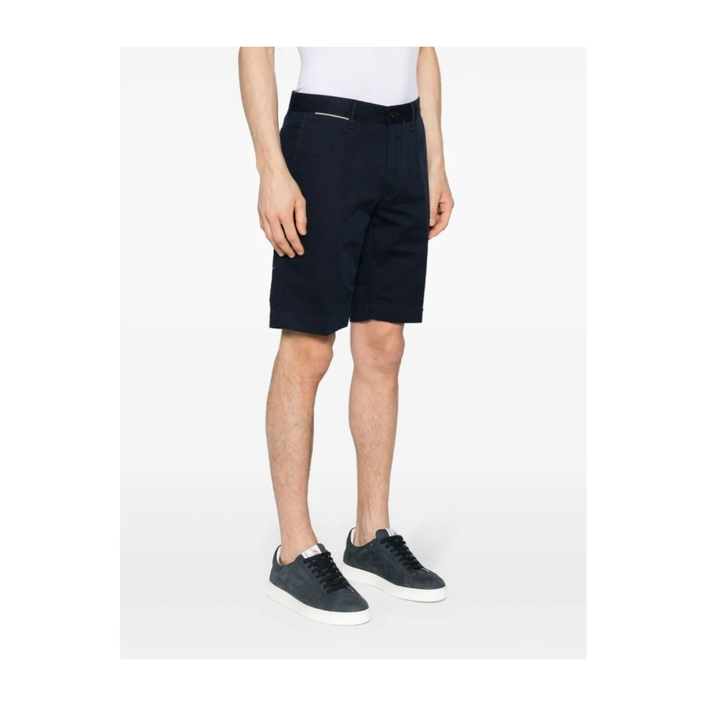 Incotex Blauwe Linnen Bermuda Shorts Blue Heren