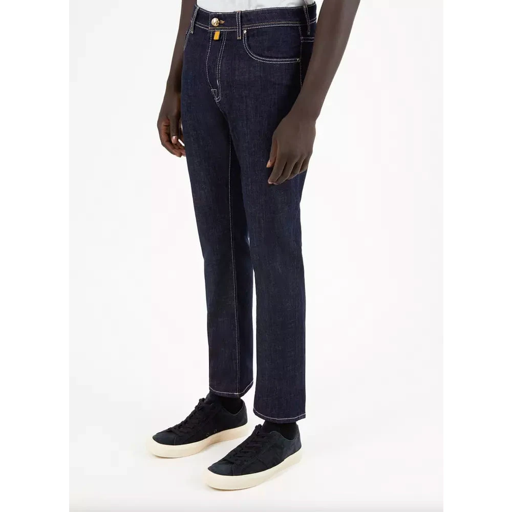 Jacob Cohën Donkerblauwe Jeans van Katoenmix met Bandana Detail Blue Heren
