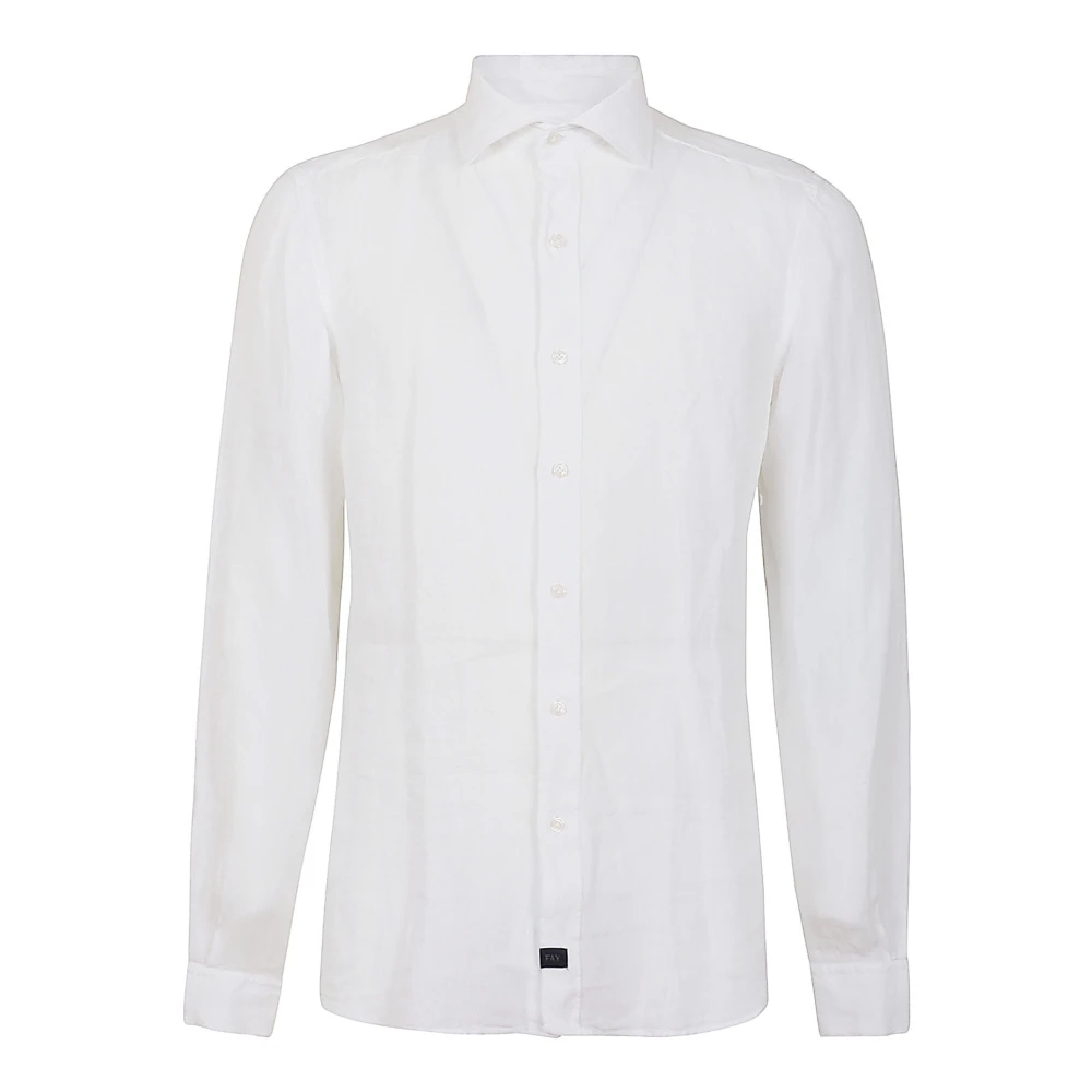Fay Wit linnen overhemd met Franse kraag White Heren