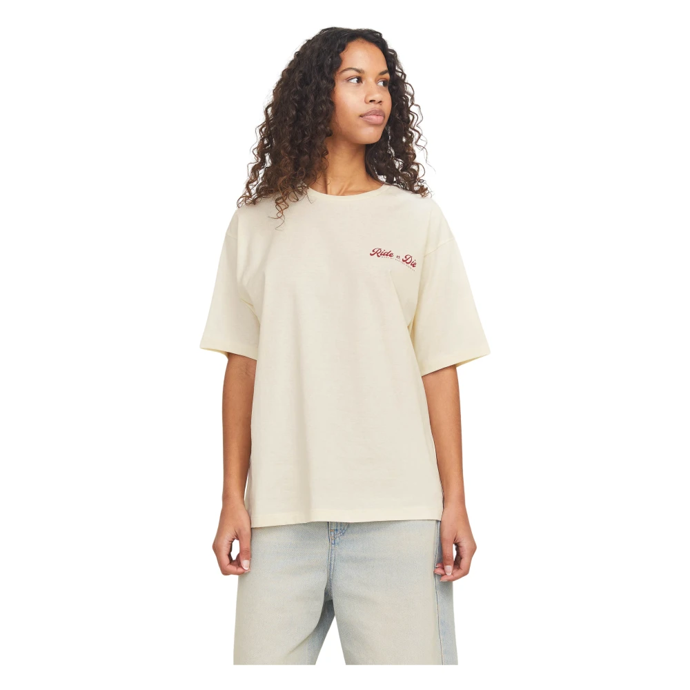 jack & jones Losse Korte Mouw Tee White Dames