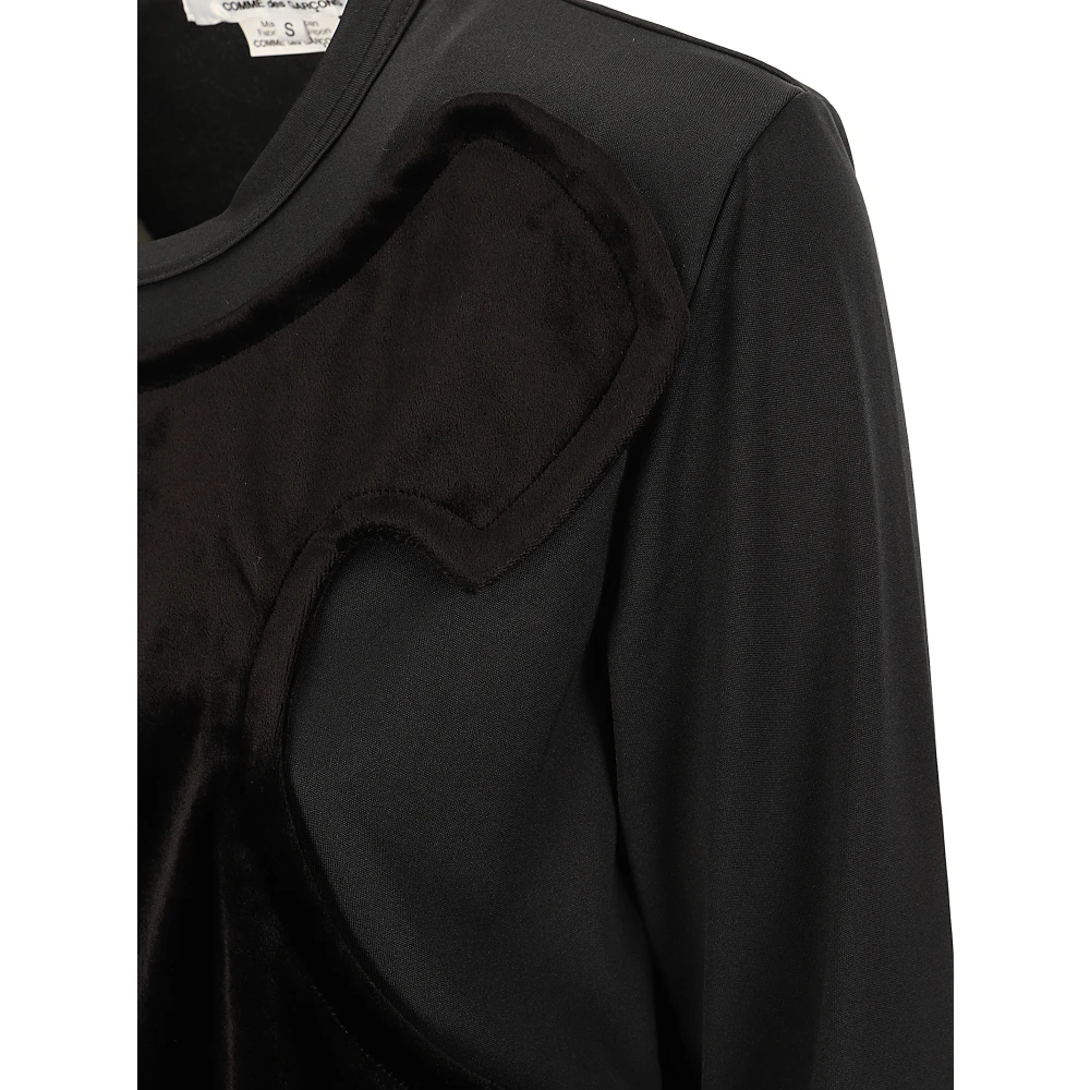 Comme des Garçons Lange mouw top met chenille detail Black Dames