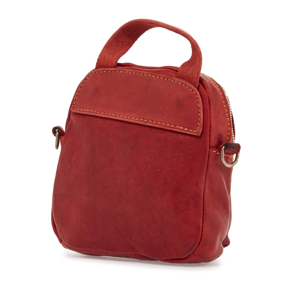 Guidi Rode Leren Mini Rugzak met Verstelbare Band Red Heren