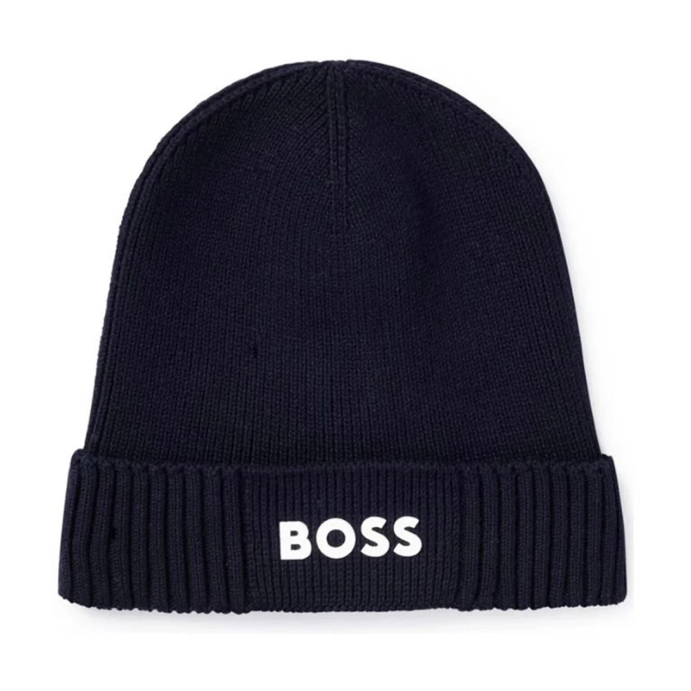 Hugo Boss Mörkblå Stickad Mössa Mössa Blue, Herr