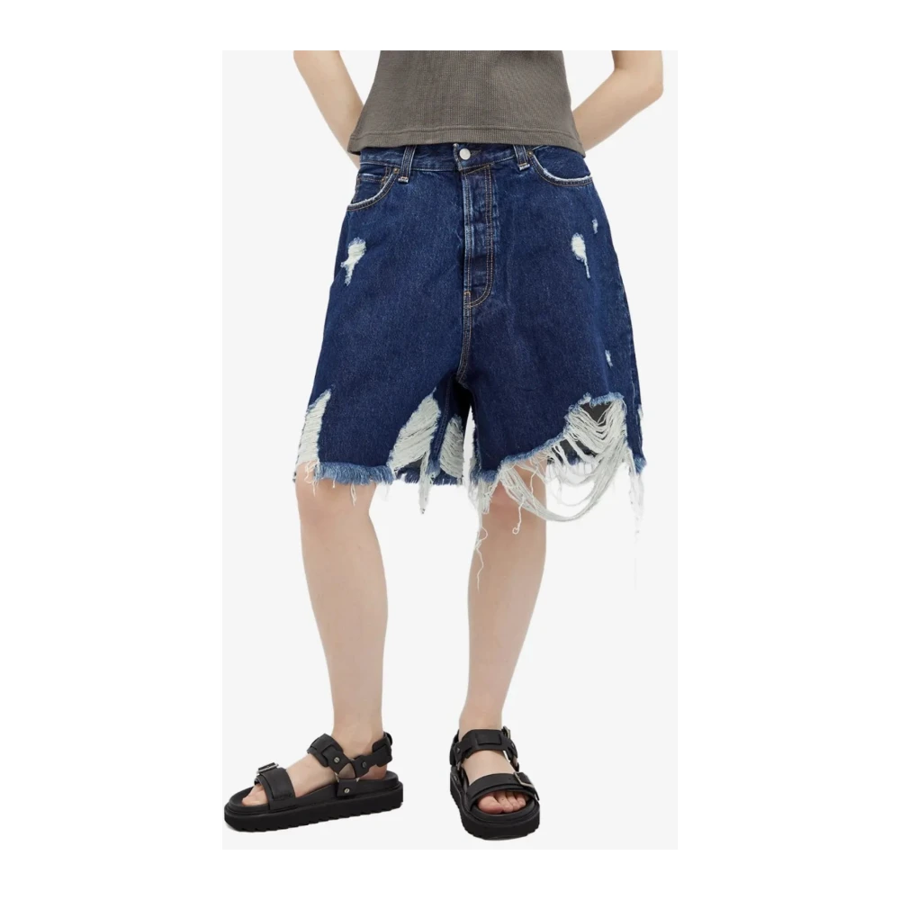 Acne Studios Versleten Denim Shorts Blue Dames