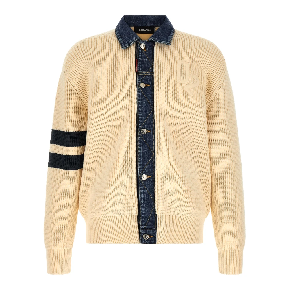 Dsquared2 Men's Beige Cardigans, Xl, Denim Mix D2 Cardigan