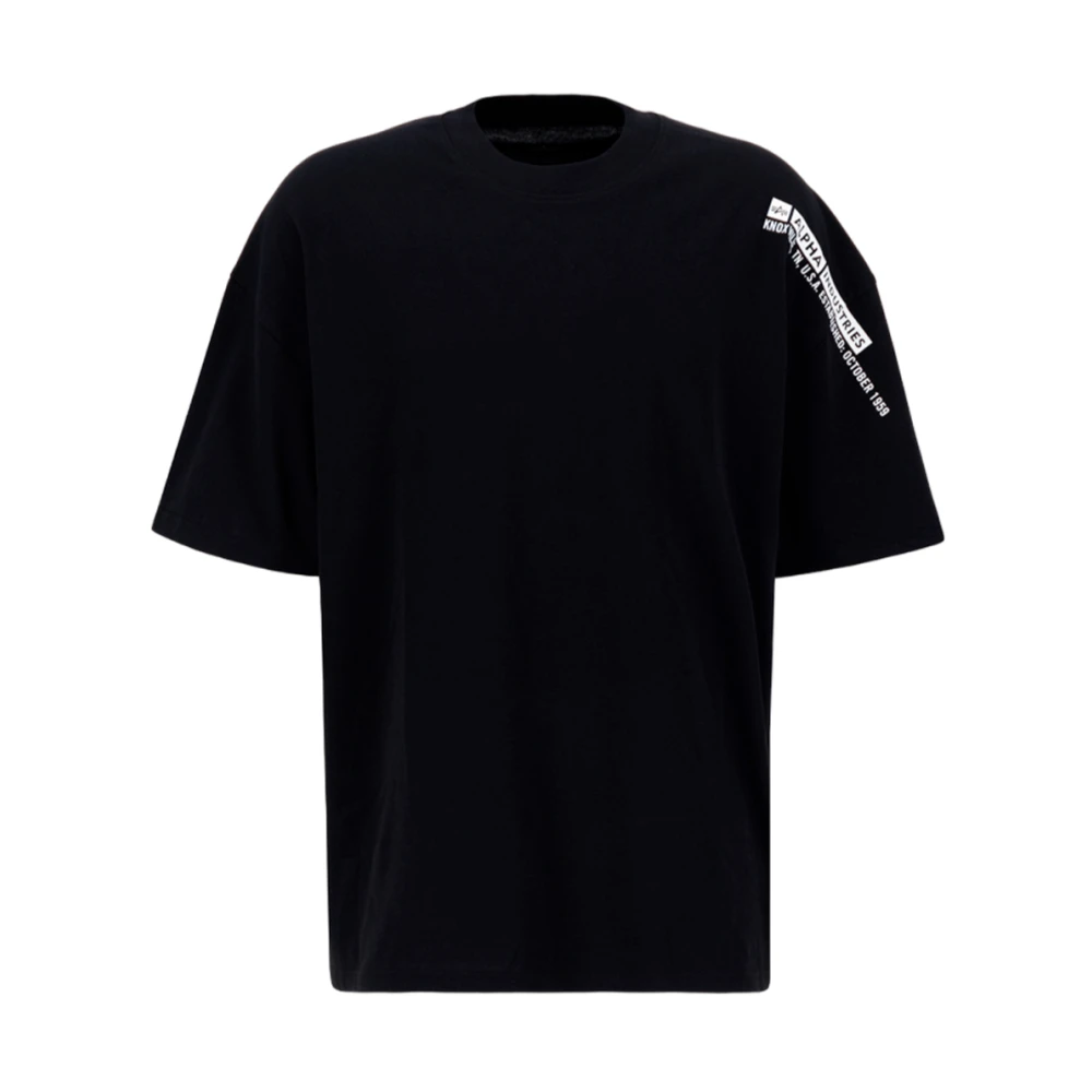 Alpha industries Casual Zijprint T-shirt Black Heren