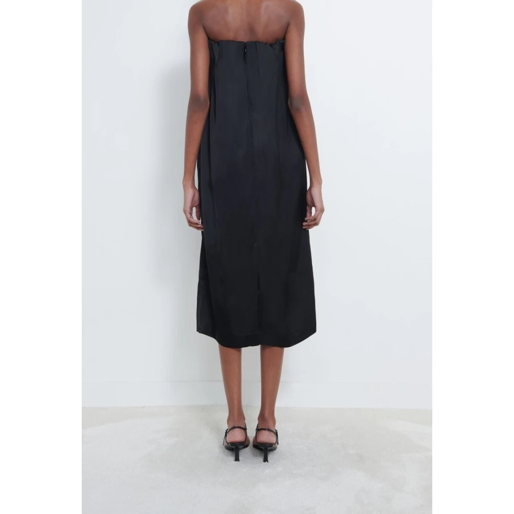 Loulou Studio Chique Satijnen Midi Jurk Black Dames