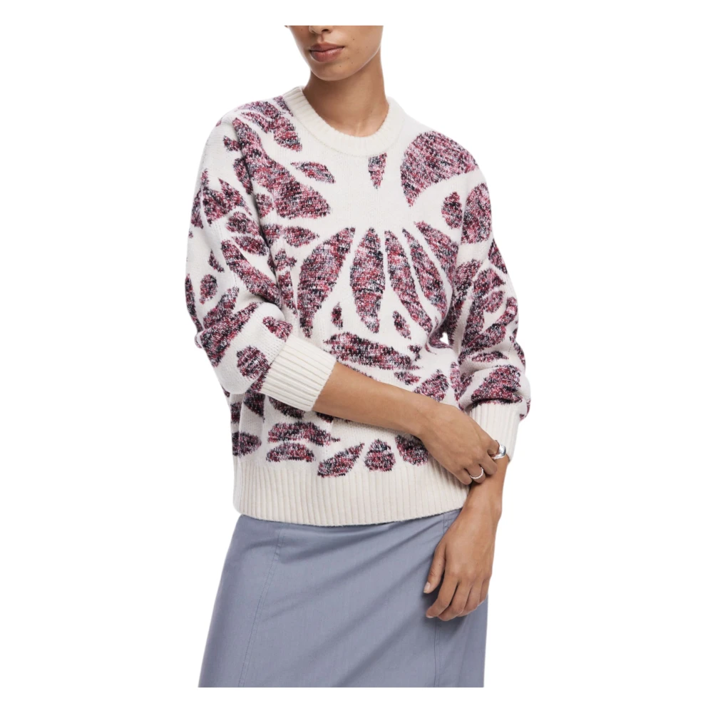 Desigual Women's Multicolor Round-Neck Knitwear, Xl, Print Knit Round Neck Jumper