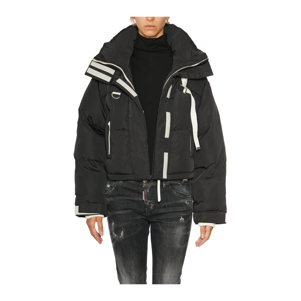 Shoreditch SKI Club Korte gewatteerde jas met capuchon Black Dames