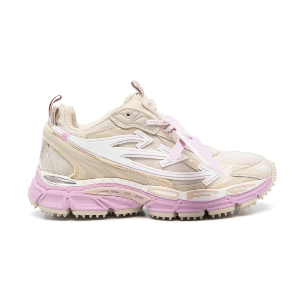 Off White Beige Sneakers med Arrows Motif Beige, Dam