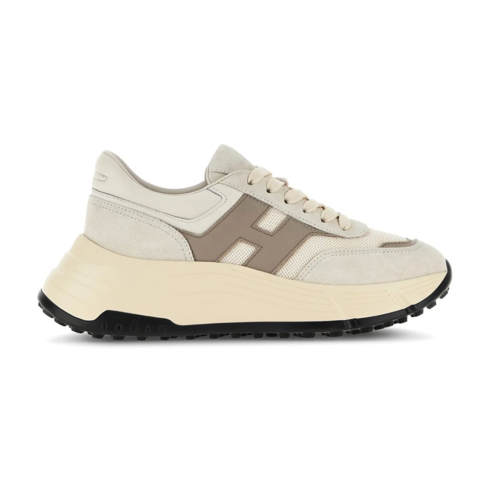 Hogan Women's Beige Sneakers, 3 Uk, Trainers With Stylish Logo Accents