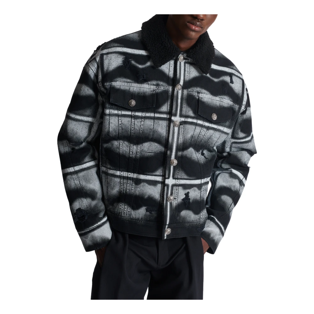 Balmain Spijkerjas met lippenprint Multicolor Heren