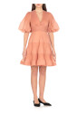 mini-robe-plissee-rose-a-col-en-v